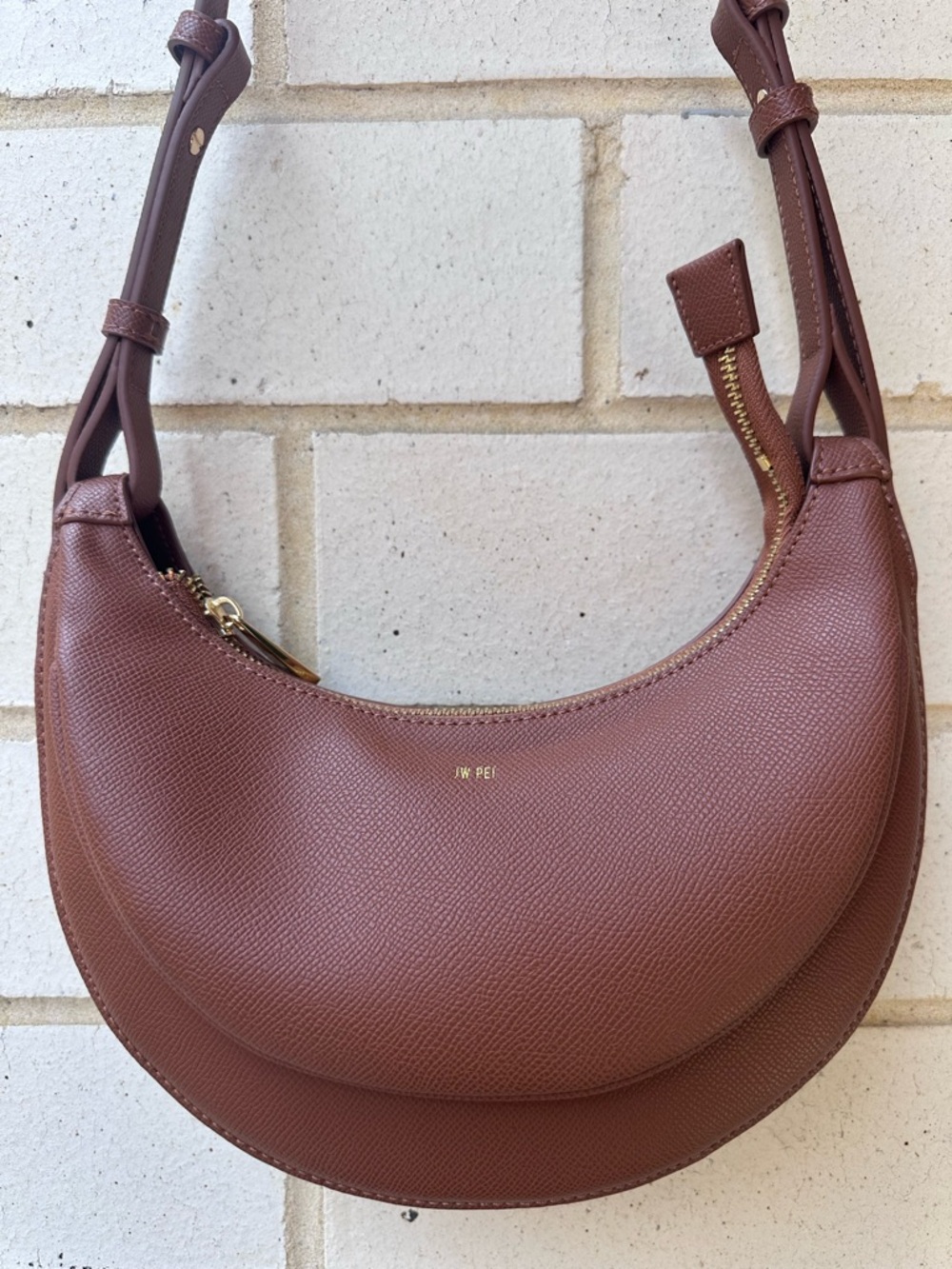 NWOT JW PEI Sharon Brown Crossbody Crescent Vegan Leather Bag - Picture 5 of 11
